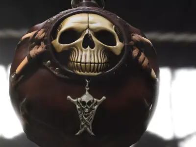 Pirate Skull Leather Flask Low-poly 3D model