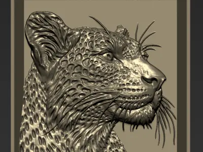 Leopard Head A5 3D print model