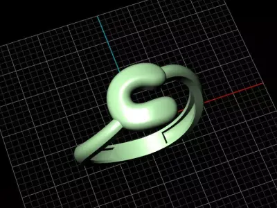 C alphabet bypass shell hallow ring 3D print model