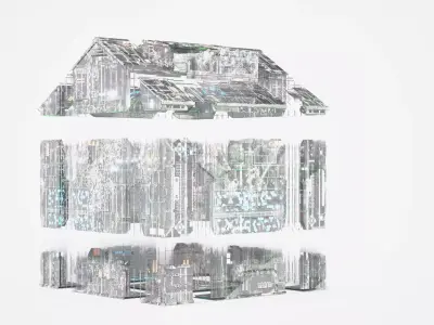 Exterior Sci-Fi House Tech Cube Futuristic Building 3D model