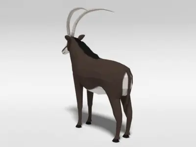 Low Poly Cartoon Sable Antelope Low-poly 3D model