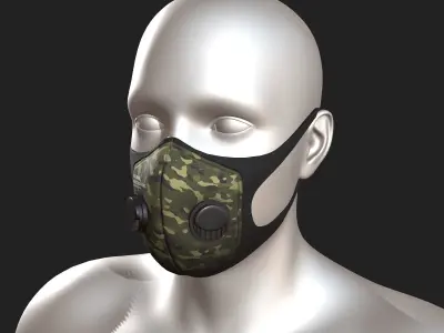 Gas mask protection futuristic fabric safety  Low-poly 3D model
