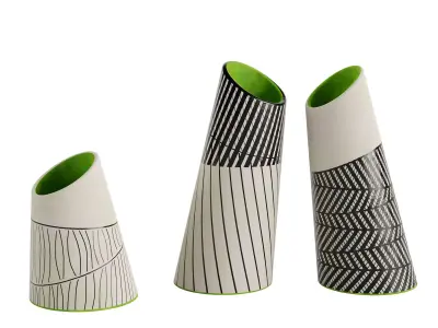 Lara Scobie 2 Ceramic Vase Set of 3 3D model