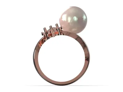 Pearl and Paved Flower Coil stl 3dm Ring pr0074 3D print model