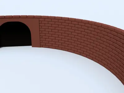 Cartoon Brick wall with Tunnels Low-poly 3D model