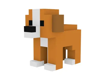 PUPPY VOXEL ANIMAL Low-poly 3D model