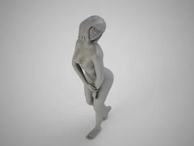 Delicate naked woman 3D print model