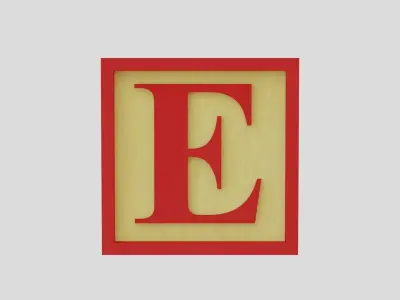 Kids Letter Block - E Letter Low-poly 3D model