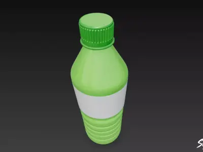 Green Plastic Bottle Low-poly 3D model