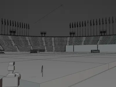 Cylindrical football stadium Low-poly 3D model