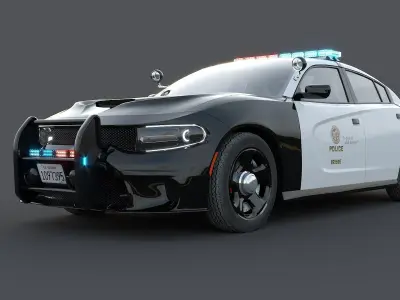 Police car Dodge Charger SRT Hellcat LAPD Low-poly 3D model