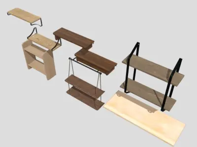 Wall Shelf Pack Low-poly 3D model