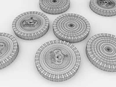 Checkers Pieces 3D model
