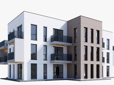 apartment building Low-poly 3D model