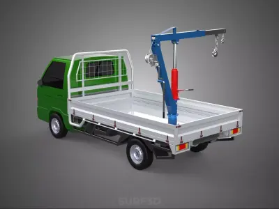 COMPACT SMALL MINI PICKUP TRUCK WINCH HOIST HYDRAULIC CRANE JIB 3D model
