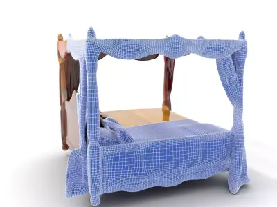 Regal Canopy Bed model pack Low-poly 3D model