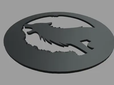Wolf Moon Wall Silhouette 01 3D print model