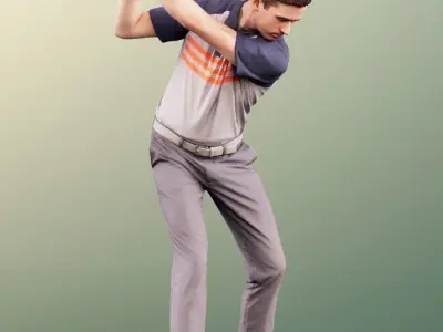 Nolan 11790 - Golfer Player Young Man With Golfbag 3D model