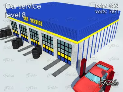 Car service level Low-poly 3D model