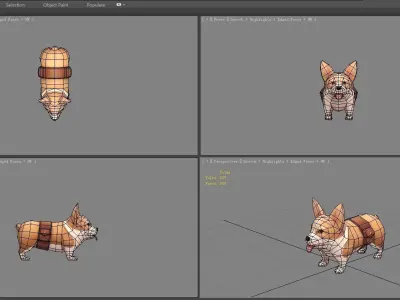 Cartoon puppy - Corgi - baby dog Low-poly 3D model
