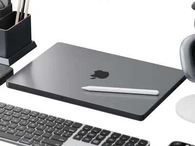  Set of Apple equipment 01 3D model