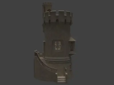 Castle with stairs Low-poly 3D model