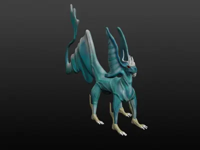  Blue Dragon Low-poly 3D model