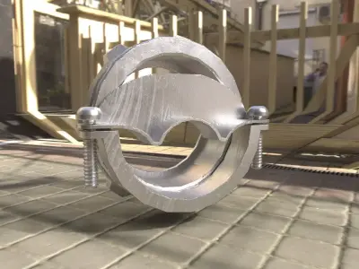 Industrial Split Pipe Clamp Low Poly Modular for VR and Games Low-poly 3D model