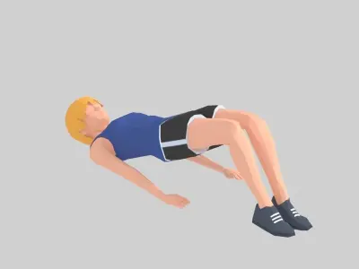 But Up  Exercise Woman Animation Low-poly 3D model