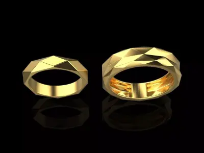Wedding ring faceted  28 3D print model