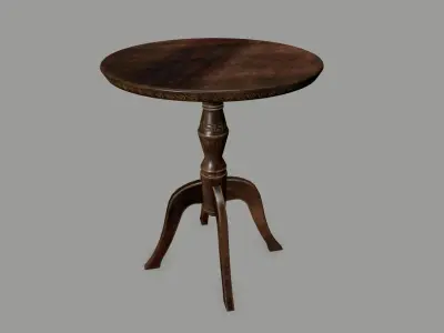 Table wooden with round top Low-poly 3D model