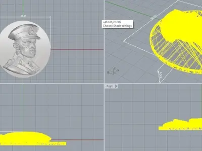 bas-relief of a military man 3D print model