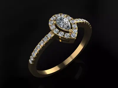 Engagement Ring with Pear Stone 3D print model