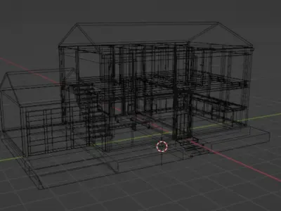 House with interior  Low-poly 3D model