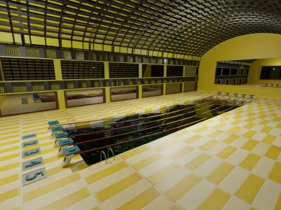 Swim Stadion-Stadium pool-Arena pool Low-poly 3D model