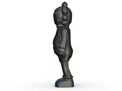kaws low poly silver figure 3D print model