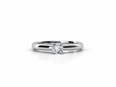 ZDR064 solitaire diamond engagement ring gold 3D print model