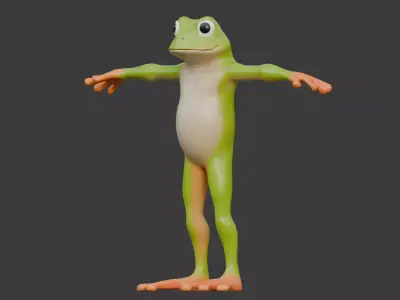 Frog for game with Mixamo rigging 3D model