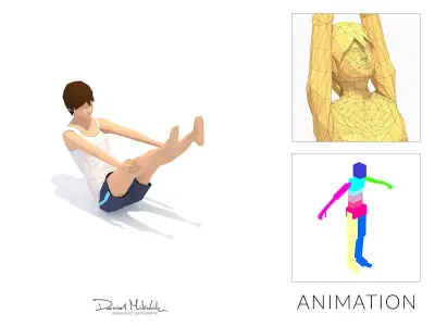 Boat Pose Yoga Exercise Woman Animation Low-poly 3D model