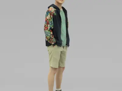 A Tall Young Man Posing with Hands in Pockets 3D model