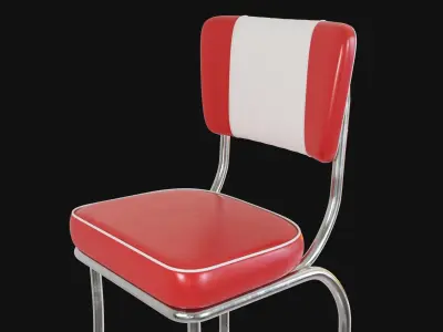 Retro Diner 50s Chair  Low-poly 3D model
