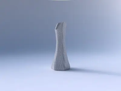 Vase squeezed and bent hexagon 2 with twisted diagonal grid p... 3D print model