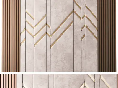 Panel wall with gold and stripes 3D model