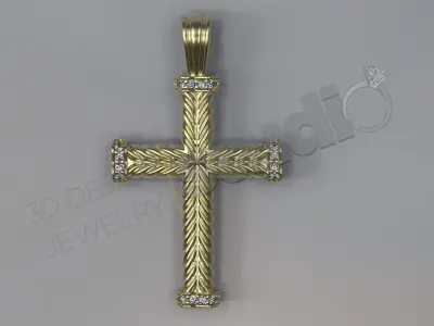 High luxury unique rope cross with gems 3d design 3D print model