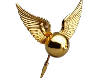 Golden Winged Fantasy Orb Low-poly 3D model