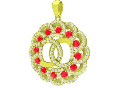 Luxury Diamond Pendant with Circular Floral Design 4214 3D print model