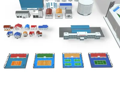 Buildings Low Poly Pack - 46 Models 3D model