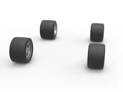 Wheel set of Asphalt Supermodified stock car Scale 1 to 25 3D print model