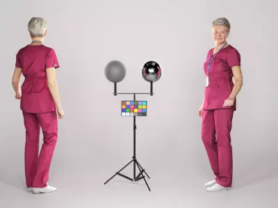 Surgical nurse in red uniform smiling 138 Low-poly 3D model