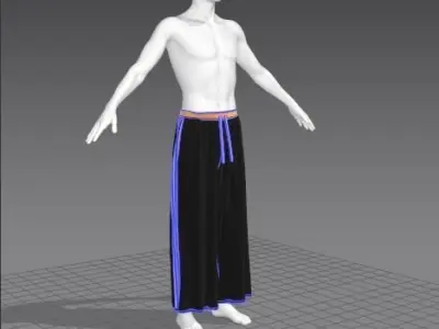 Marvelous Designer Wide Joggingpants Bellpants Outfit 3D Model 3D model